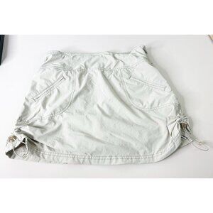 Athleta Sz 4 Rip Stop Activewear Skort Skirt Ecru Khaki Side Ruched Pocket EUC